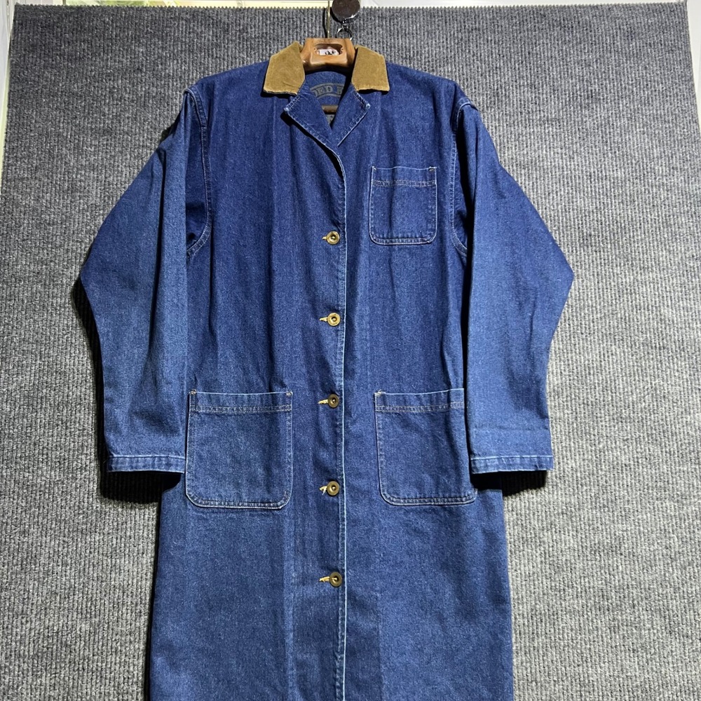 Vintage Lee Denim Shop Coat Mens Medium Blue Corduroy Collar Chore Jacket